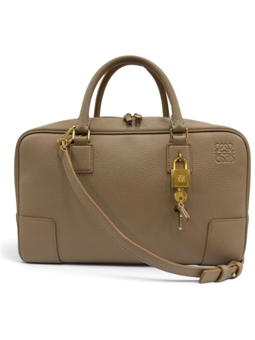 Loewe Amazona 28 Anagram Stamp Soft Grain Calfskin 2-Way Shoulder Bag Beige